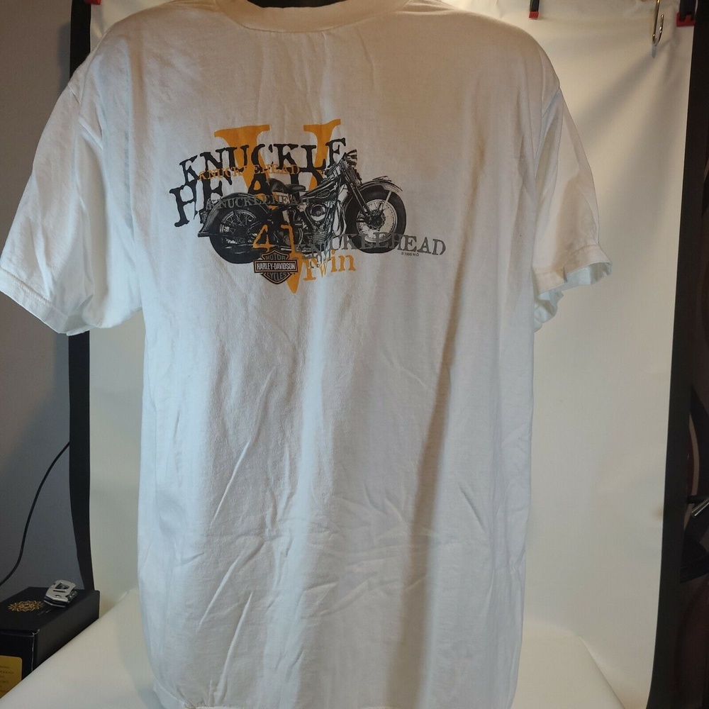 Vintage 1998 Harley Davidson White TShirt Size XL Knuckle Head